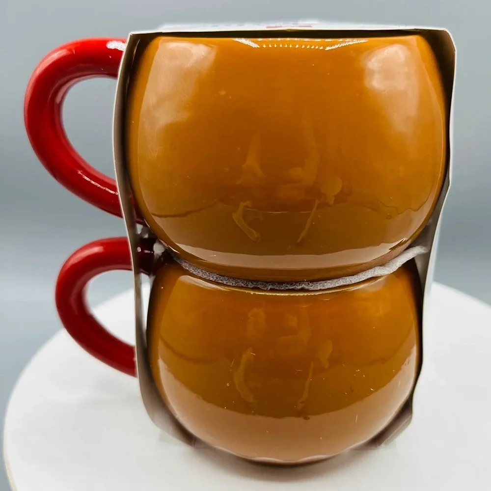 🆕 RARE Target Stackable Gingerbread Mugs Set of 2 Ceramic Mugs Christmas Holiday